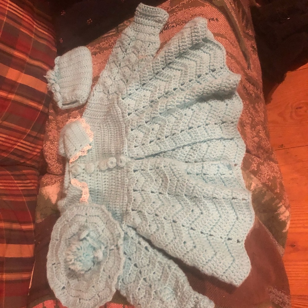 Toddler 2-3 handmade crochet sweater set  3 pc